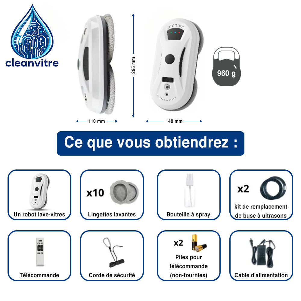 CleanVitre® - Robot Nettoyeur de Vitres Automatique Intelligent
